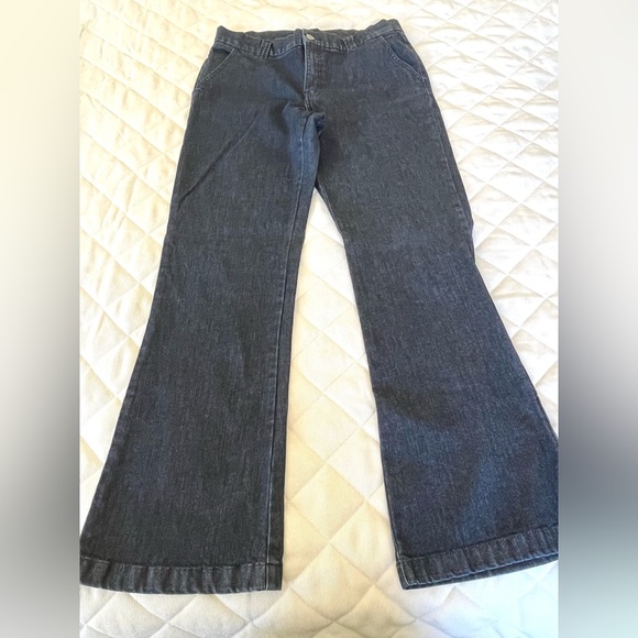 Tommy Hilfiger trendy wide leg high rise women jeans dark blue like black US 31 - Picture 2 of 16